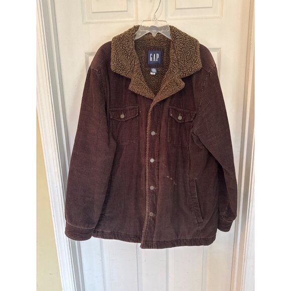 GAP Other - Vintage Y2K Brown Corduroy Fleece Lined Button Down Trucker Jacket Men's Large